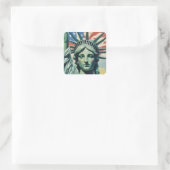 Vrijheidsbeeld en Amerikaanse vlag kunst New York Vierkante Sticker (Tas)