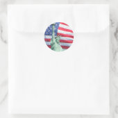 Vrijheidsbeeld en Amerikaanse vlag Ronde Sticker (Tas)