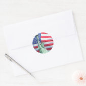 Vrijheidsbeeld en Amerikaanse vlag Ronde Sticker (Envelop)