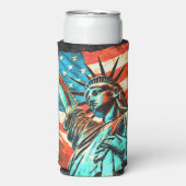 Vrijheidsbeeld en Amerikaanse vlag Seltzer Blikjeskoeler (Seltzer Voorkant)