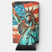 Vrijheidsbeeld en Amerikaanse vlag Seltzer Blikjeskoeler (Voorkant)