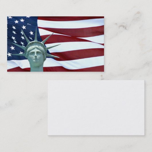 Vrijheidsbeeld en Amerikaanse vlag Visitekaartje (Voorkant / Achterkant)