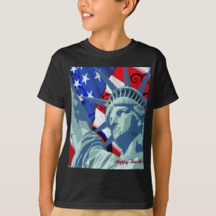 Vrijheidsbeeld en Patriottische Amerikaanse vlag T-shirt