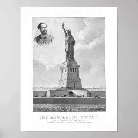 Vrijheidsbeeld en portret van Bartholdi Poster (Voorkant)