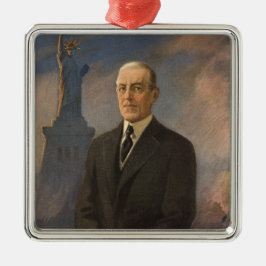 Vrijheidsbeeld en President Woodrow Wilson Metalen Ornament
