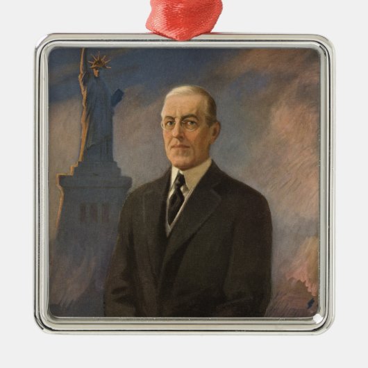Vrijheidsbeeld en President Woodrow Wilson Metalen Ornament (Voorkant)