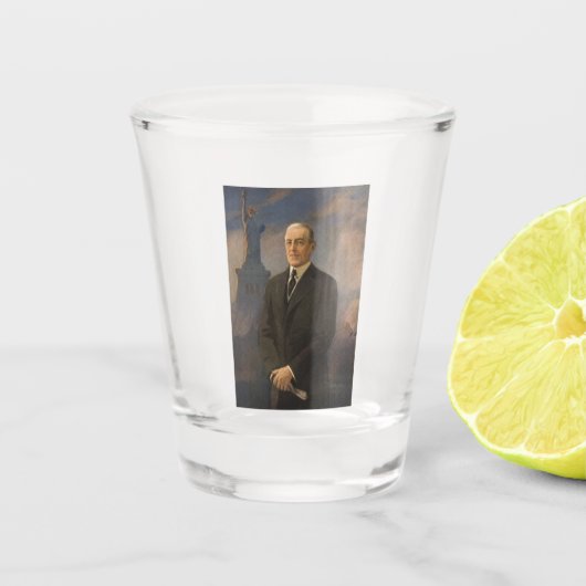 Vrijheidsbeeld en President Woodrow Wilson Shot Glas (Voorkant)