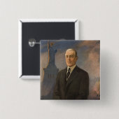 Vrijheidsbeeld en President Woodrow Wilson Vierkante Button 5,1 Cm (Voorkant /achterkant)