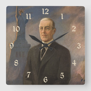 Vrijheidsbeeld en President Woodrow Wilson Vierkante Klok