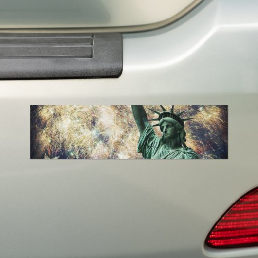 Vrijheidsbeeld en vuurwerk bumpersticker (Op auto)