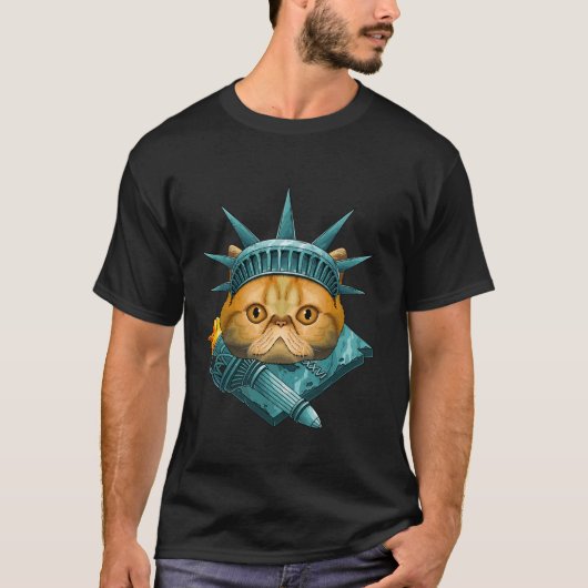 Vrijheidsbeeld exotic shorthair , 4 juli , VS T-shirt (Voorkant)