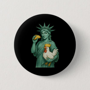 Vrijheidsbeeld Funny Patriotic Let's Go Taco 1 Ronde Button 5,7 Cm