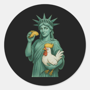 Vrijheidsbeeld Funny Patriotic Let's Go Taco 1 Ronde Sticker