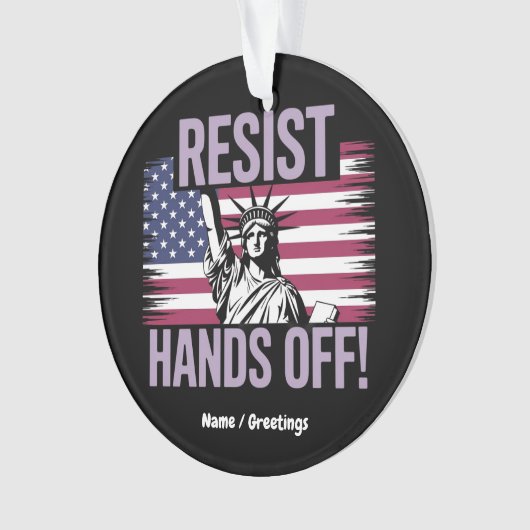 Vrijheidsbeeld geeft protestverzet de hand ornament (voorkant)