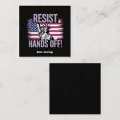 Vrijheidsbeeld geeft protestverzet de hand vierkante visitekaartje (Voorkant / Achterkant)