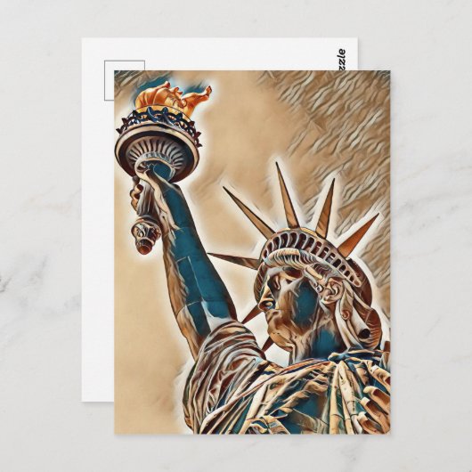 Vrijheidsbeeld gestileerd briefkaart (Voorkant / Achterkant)