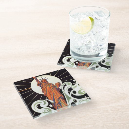 Vrijheidsbeeld Glazen Onderzetter (Schuin)