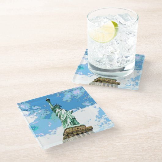 Vrijheidsbeeld Glazen Onderzetter (Schuin)