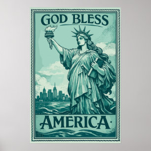 Vrijheidsbeeld - God zegene Amerika Poster