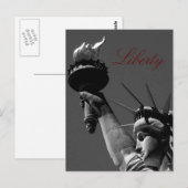 Vrijheidsbeeld Grijs Rood Script Post Kaart (Voorkant / Achterkant)
