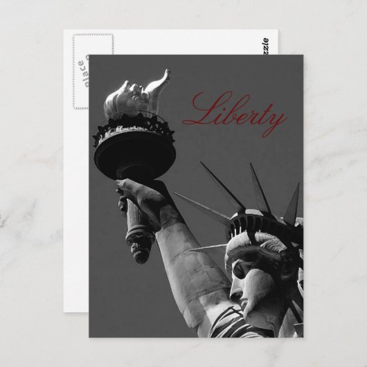 Vrijheidsbeeld Grijs Rood Script Post Kaart (Voorkant / Achterkant)