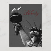 Vrijheidsbeeld Grijs Rood Script Post Kaart (Voorkant)