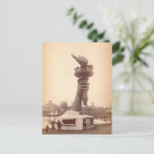 Vrijheidsbeeld, hand- en schildergroot 1886 briefkaart (Staand voorkant)