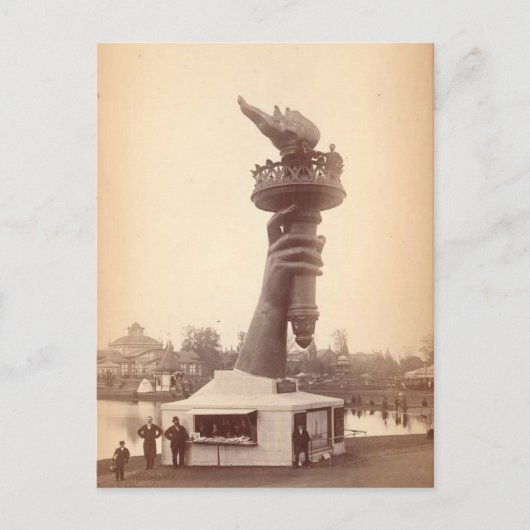 Vrijheidsbeeld, hand- en schildergroot 1886 briefkaart (Voorkant)