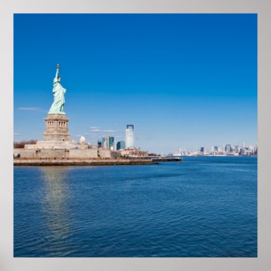 Vrijheidsbeeld, Hudson River en Manhattan Poster (Voorkant)