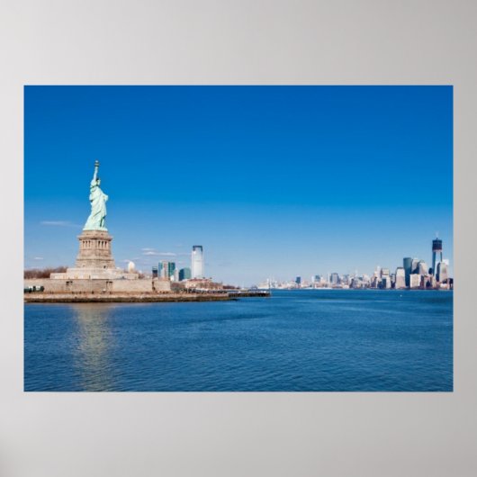 Vrijheidsbeeld, Hudson River en Manhattan Poster (Voorkant)