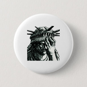 Vrijheidsbeeld huilend anti Trump verzet zich niet Ronde Button 5,7 Cm