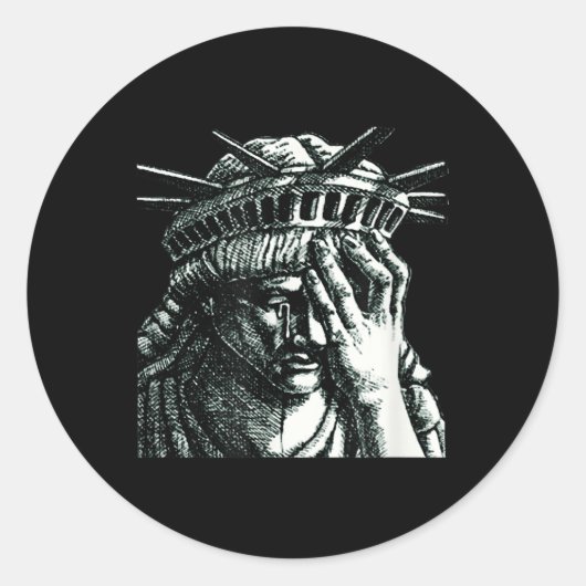 Vrijheidsbeeld huilend anti-Trump verzet zich niet Ronde Sticker (Voorkant)