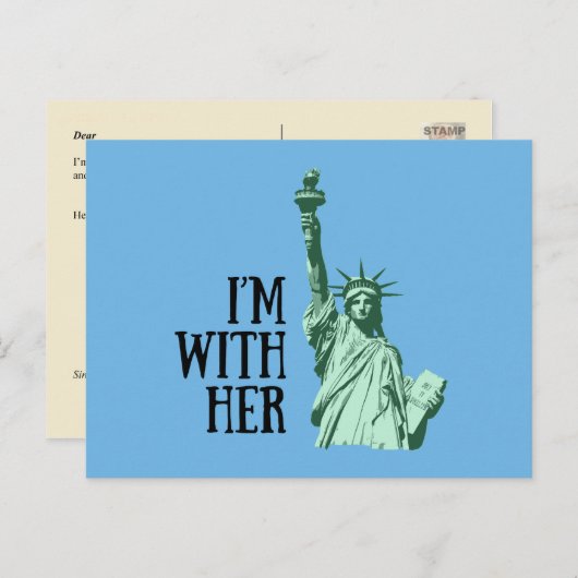 Vrijheidsbeeld: Ik ben bij haar Briefkaart (Voorkant / Achterkant)