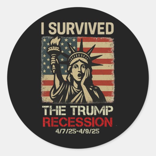 Vrijheidsbeeld Ik overleefde de Trump-recessie F Ronde Sticker (Voorkant)