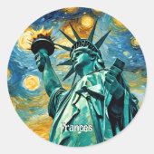 Vrijheidsbeeld Impressionisme Ronde Sticker (Voorkant)