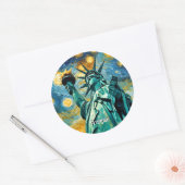Vrijheidsbeeld Impressionisme Ronde Sticker (Envelop)