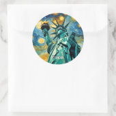 Vrijheidsbeeld Impressionisme Ronde Sticker (Tas)