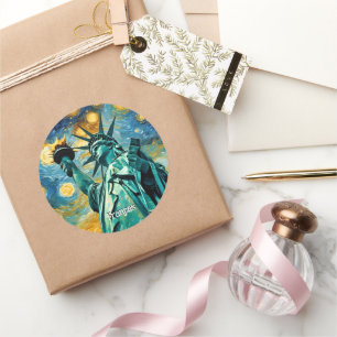 Vrijheidsbeeld Impressionisme Ronde Sticker