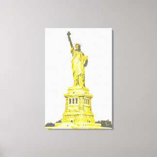 Vrijheidsbeeld in de kleuren geel en grijs canvas afdruk