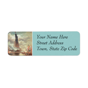 Vrijheidsbeeld in de wereld etiket