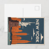 Vrijheidsbeeld in het klassieke NYC Briefkaart (Voorkant / Achterkant)