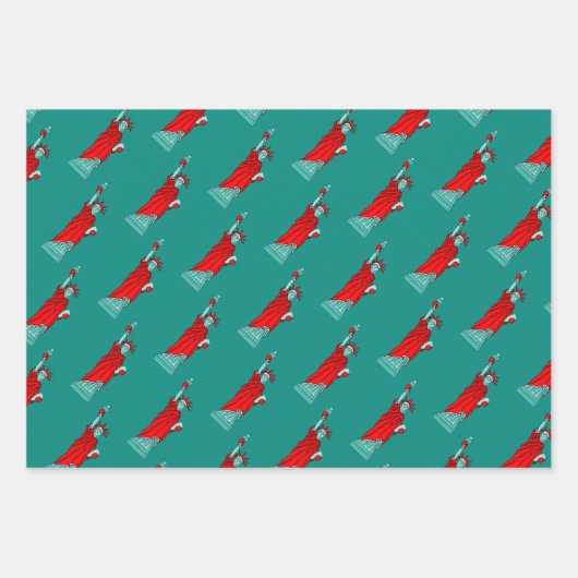 Vrijheidsbeeld in Kerstmis in Santa Costume Inpakpapier Vel (Voorkant 3)