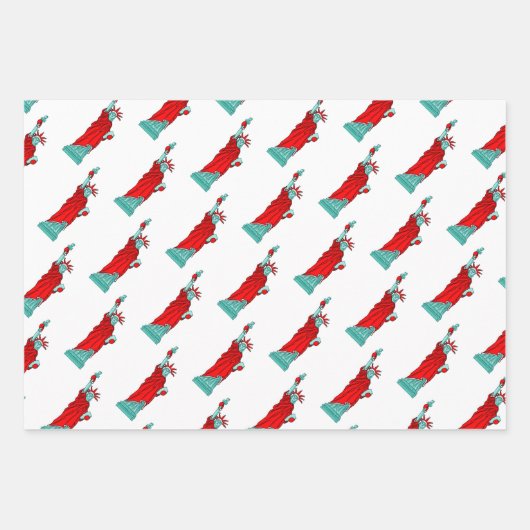 Vrijheidsbeeld in Kerstmis in Santa Costume Inpakpapier Vel (Voorkant 2)