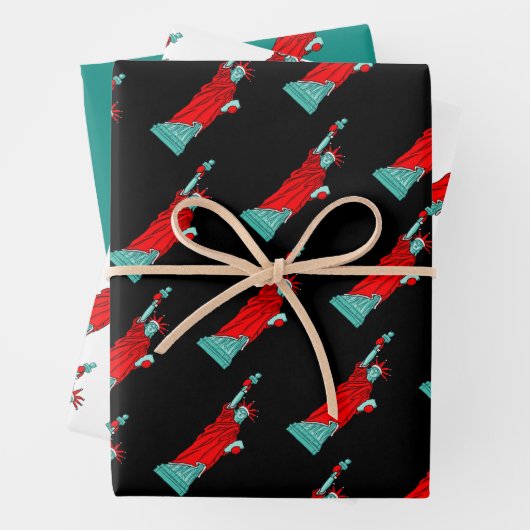 Vrijheidsbeeld in Kerstmis in Santa Costume Inpakpapier Vel (In situ)