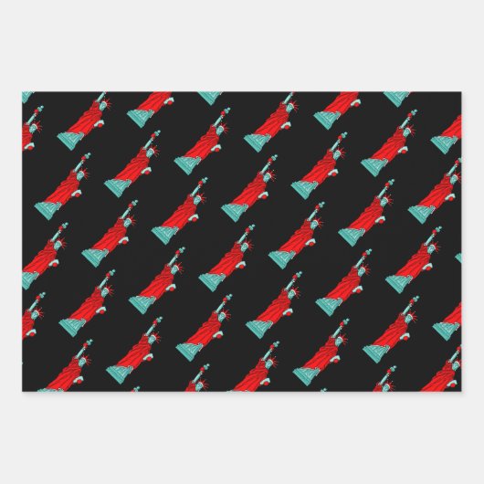 Vrijheidsbeeld in Kerstmis in Santa Costume Inpakpapier Vel (Voorkant)