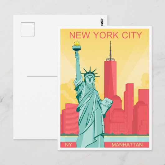 Vrijheidsbeeld in New York City Briefkaart (Voorkant / Achterkant)
