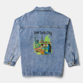 Vrijheidsbeeld in New York City Reiskunst Denim Jacket (Achterkant)