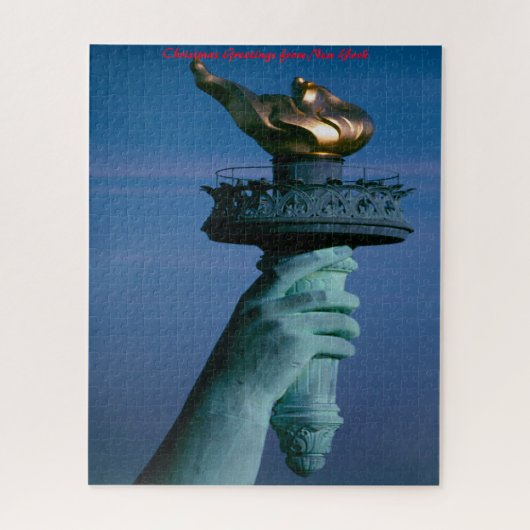 Vrijheidsbeeld in New York. Kerstgroeten Legpuzzel (Verticaal)