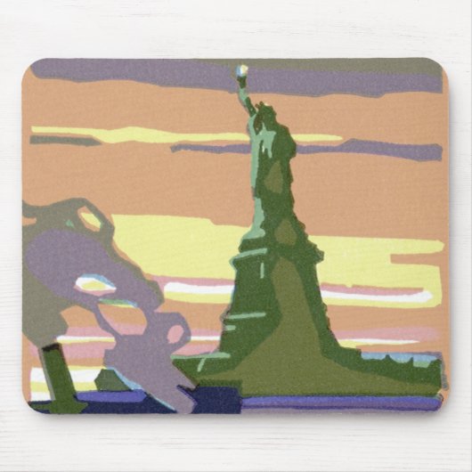 Vrijheidsbeeld in New York, Vintage Travel Muismat (Voorkant)