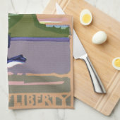 Vrijheidsbeeld in New York, Vintage Travel Theedoek (Quarter Fold)